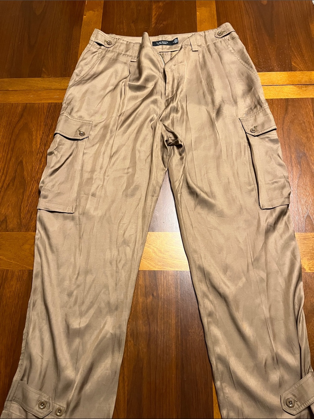Lauren Ralph Lauren woman tan silky Pants size 12, new